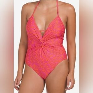 NWT TRINA TURK Trellis Twist Plunge Maillot One Piece Swimsuit Size 10